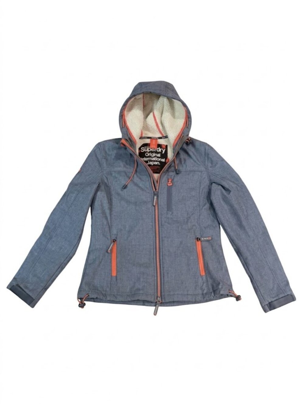 SUPERDRY Windtrekker Jacket Womens Large Blue Hooded Mountian Windbreaker